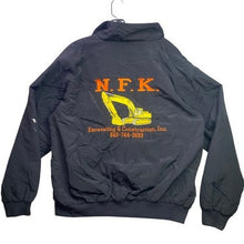 Load image into Gallery viewer, White Sierra Jacket Mens Large Black NFK Excavating Construction Fleece Bomber