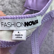 Load image into Gallery viewer, Fashion Nova Dress Womens Large Lavender Bodycon Mesh Corset Mini Festival
