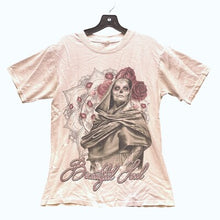 Load image into Gallery viewer, Beautiful Soul Shirt Men's Medium Y2K Script Grunge Roses Skull Spell Out White