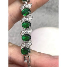 Load image into Gallery viewer, Emerald Green Crystal Bracelet Silver Tone Costume Cocktail Gemstone
