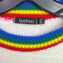 Load image into Gallery viewer, Boohoo Sweater Womens Medium Rainbow Preppy Academia Career Office Streetwear