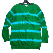 Load image into Gallery viewer, WDNY Sweater Womens Extra Large Tie Dye Stripe Cardigan Office Career Preppy