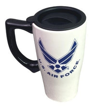 Load image into Gallery viewer, US Air Force Mug 18oz Ceramic Travel Lid Handle Coffee Cup NIB