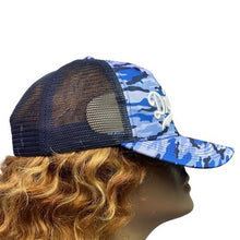 Load image into Gallery viewer, Drillers Hat Blue Camo Mesh Trucker Eagle Ops Snapback Baseball Cap Adjustable