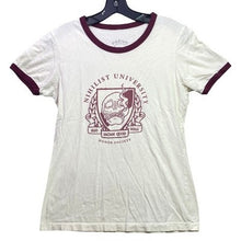 Load image into Gallery viewer, Nihilist University Shirt Womens Medium Skull Honor Ringer Graphic Streetwear