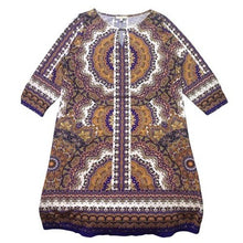 Load image into Gallery viewer, Boho Mandala Dress Womens Extra Large Festival AOP Mature Career Stretchy 40"