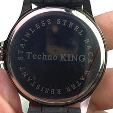 Load image into Gallery viewer, Techno KING Watch Black Chronograph Rhinestone Bezel Silicone Strap