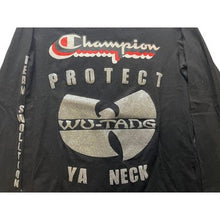 Load image into Gallery viewer, Wu-Tang Protect Ya Neck Shirt Womens Medium Black Champion Spell Out Glitter