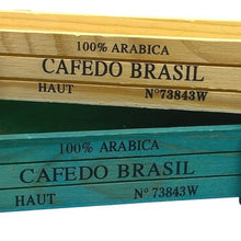 Load image into Gallery viewer, Lot of 2 Wooden Crate Planter Box Cafedo Brasil Coffee Decor Rustic Farmhouse