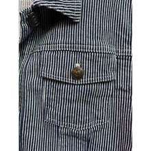Load image into Gallery viewer, Cupcakes and Cashmere Jacket Womens Large Striped Denim Button Frayed Grunge