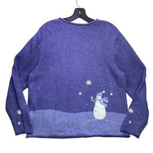 Load image into Gallery viewer, Croft & Barrow Sweater Womens Large Wool Angora Grandmacore Full Zip Snowmen