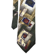 Load image into Gallery viewer, Chez Roffe Necktie Mens New York Geometric Silk Dark Green Career