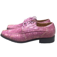 Load image into Gallery viewer, Antonio Mazzetti Shoes Mens 7.5D Pink Crocodile Embossed Leather Derby