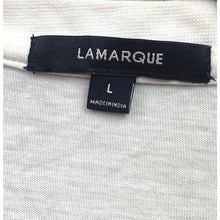 Load image into Gallery viewer, LAMARQUE Shirt Womens Large Ivory Pima Cotton Plunge Neck Cinched Bow Festival