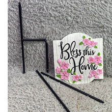 Load image into Gallery viewer, Bless This Home Garden Yard Stake Sign Pink Flowers 3D Wall Art Decor