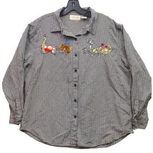 Load image into Gallery viewer, Vintage Lemon Grass Shirt Womens Extra Large Gingham Christmas Cats Embroidered