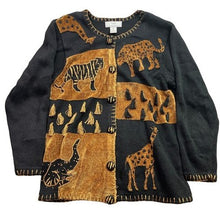 Load image into Gallery viewer, Vtg Lisa International Sweater Womens Medium Cardigan Patchwork Mature Old Money