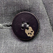 Load image into Gallery viewer, Cohesive Vest Mens Large Grey Pinstripe Crest Skull Embroidered Gothcore Grunge