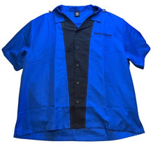 Load image into Gallery viewer, Hilton Bowling Shirt Mens 3XL Retro Button Up Short Sleeve Blue Black Rockabilly