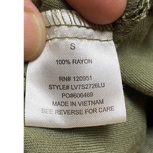 Load image into Gallery viewer, Olive & Oak Romper Womens Small Army Green Utility Drawstring Sleeveless Rayon