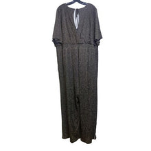 Load image into Gallery viewer, Torrid Jumpsuit Womens 4 (4X) Black Gold Metallic Plunge Neck Stretch Festival