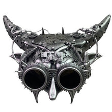 Load image into Gallery viewer, Steampunk Mask Horned Beast Goggles Costume Accessory Cosplay Prop Silver