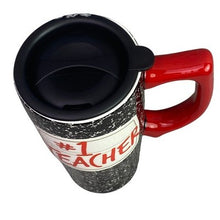 Load image into Gallery viewer, Teach Mug 18oz Ceramic Travel Lid Handle Coffee Cup Teachercore NIB