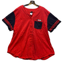 Load image into Gallery viewer, NASCAR Shirt Womens 26/28 4XL Button Front Racing Spell Out Running Hot Red