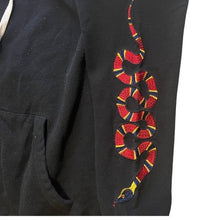 Load image into Gallery viewer, Trust No One Hoodie Mens Small Embroidered Snake Double Sleeve Hit Pullover