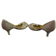 Load image into Gallery viewer, Nina New York Shoes Womens 7M Gold Glitter Open Toe Heels Cocktail Festival