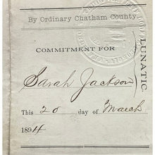 Load image into Gallery viewer, Antique 1894 Lunatic Commitment Court Paper Georgia Vintage Ephemera
