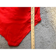 Load image into Gallery viewer, MangoPop Bodysuit Womens XL Red Long Sleeve Scalloped Neckline Basic Everyday