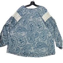 Load image into Gallery viewer, Cupio Blouse Womens 2XL Paisley AOP Crochet Lace Boho Mature Career Office