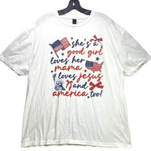 Load image into Gallery viewer, Patriotic Shirt Womens Extra Large Spell Out USA Flag Boys Festival Streetwear