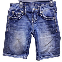 Load image into Gallery viewer, Miss Me Shorts Womens 22 Blue Demin Easy Embellished Pockets Distressed Bermuda
