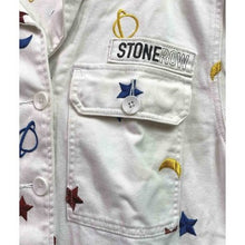 Load image into Gallery viewer, Stone Row Jacket Womens Medium White Celestial Star Moon Embroidered AOP Coat