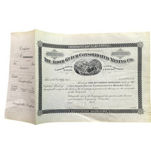 Load image into Gallery viewer, Antique 1880s Mining Stock Certificate Montana Unused Covered Wagons Ephemera