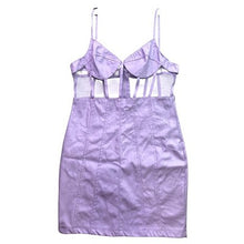 Load image into Gallery viewer, Fashion Nova Dress Womens Large Lavender Bodycon Mesh Corset Mini Festival