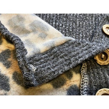 Load image into Gallery viewer, Haptics Shirt Womens 1XL Leopard Print Henley Long Sleeve Gray Knit Pullover