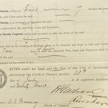 Load image into Gallery viewer, Antique 1895 Disorderly Conduct Judgement Court Paper Savanah GA Ephemera