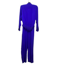 Load image into Gallery viewer, Vintage Liz Claiborne Jumpsuit Women Petite 10 Bluish-Purple Embroidered Belt