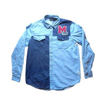 Load image into Gallery viewer, Mickey Mouse Shirt Womens Medium Long Sleeve Button Up Denim Disney Patchwork