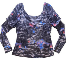 Load image into Gallery viewer, Scarlet Darkness Blouse Womens XL Whimsygoth Floral Mesh Top Ruched Puff Sleeves