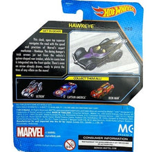 Load image into Gallery viewer, Lot of 2 Hot Wheels Marvel Hawkeye & War Machine Collectible NIP