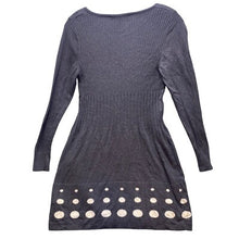 Load image into Gallery viewer, Elena Wang Dress Womens Small Charcoal Gray Angora Viscose Cutout Knit Polka Dot