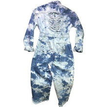 Load image into Gallery viewer, Fashion Nova Jumpsuit Womens Large Denim Tie Dye Thrashed Streetwear Cropped