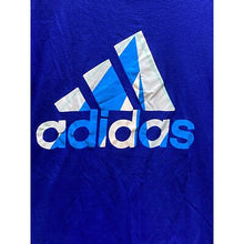 Load image into Gallery viewer, Adidas Shirt Mens Small Blue Striped Big Center Logo Spell Out Athleisure
