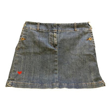 Load image into Gallery viewer, J. Crew Skirt Womens 10 Denim Mini Embroidered Heart Y2K Academia Grunge