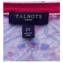 Load image into Gallery viewer, Talbots Sweater Woman 2XL Blue Pink Paisley AOP 3/4 Sleeve Mature Plus