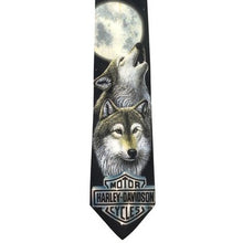 Load image into Gallery viewer, Harley Davidson Neck Tie Mens Wolves Moon Motorcycle Logo Everyday Career